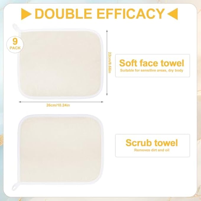 ZhouBoat 9 PCS NYLON EXFOLIATING WASH CLOTHS SET SOFT DUAL SIDED BODY FACE TOWELS KITCHEN DISH SCRUBBER REUSABLE BATH SPA TOWEL FOR WOMEN MEN TRAVEL 8.7 X 10.2 INCH - Image 2